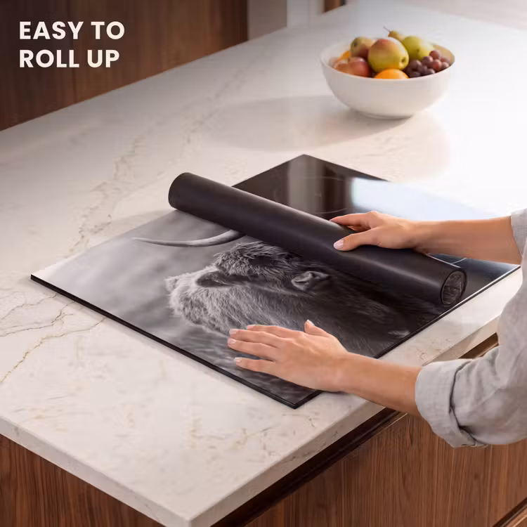 Induction hob cover - Scottish highlander - Calf - Black - White — 6