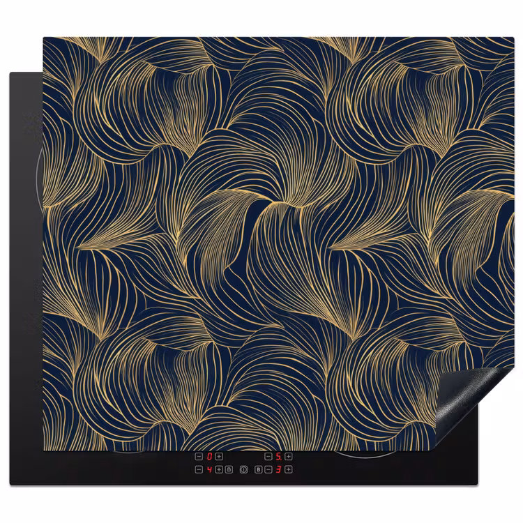Induction hob protector - Abstract - Lines - Blue - Gold — 1