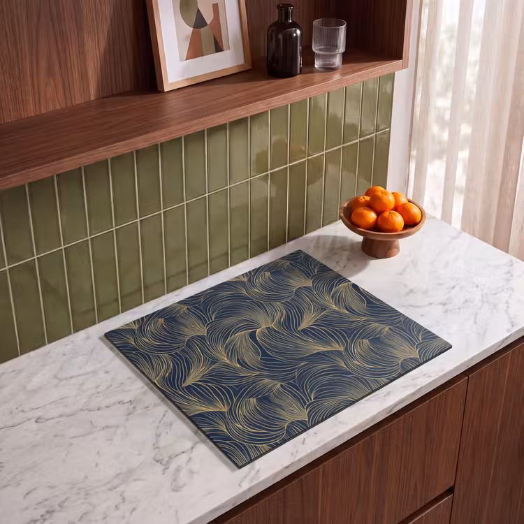 Induction hob protector - Abstract - Lines - Blue - Gold — 4