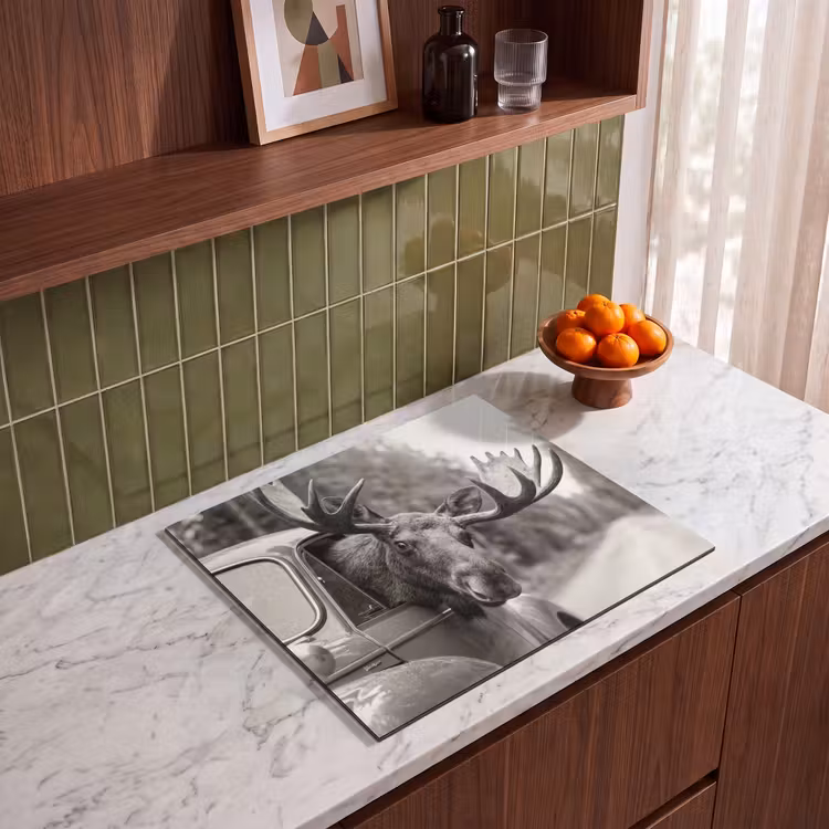 Induction hob cover - Moose - Car - Antlers - Black - White — 4