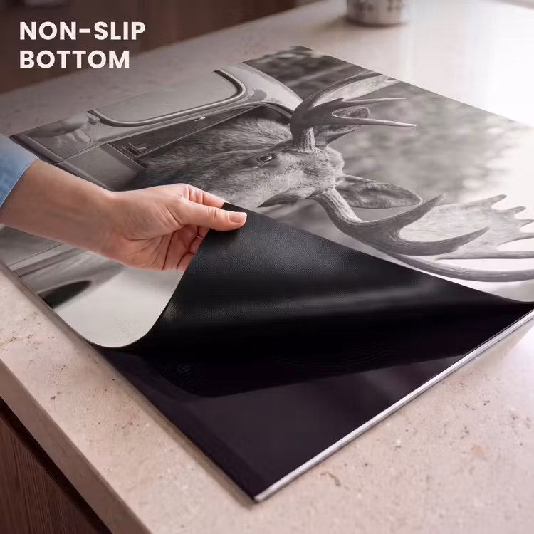 Induction hob cover - Moose - Car - Antlers - Black - White — 5