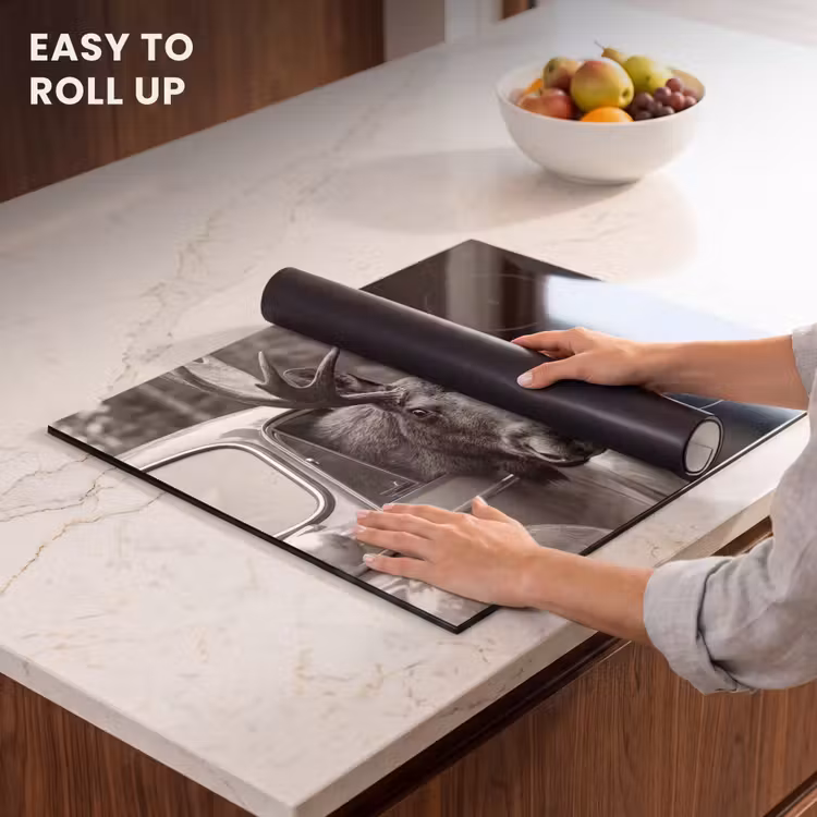 Induction hob cover - Moose - Car - Antlers - Black - White — 6