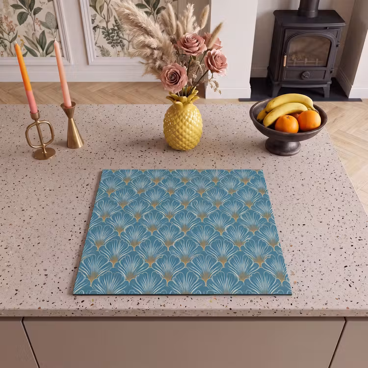 Induction hob protector - Symmetrical - Pattern - Blue — 3