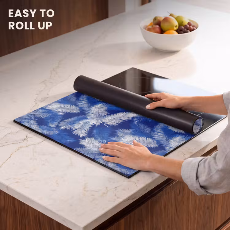 Induction hob protector - Palm leaf - Pattern - Blue — 6