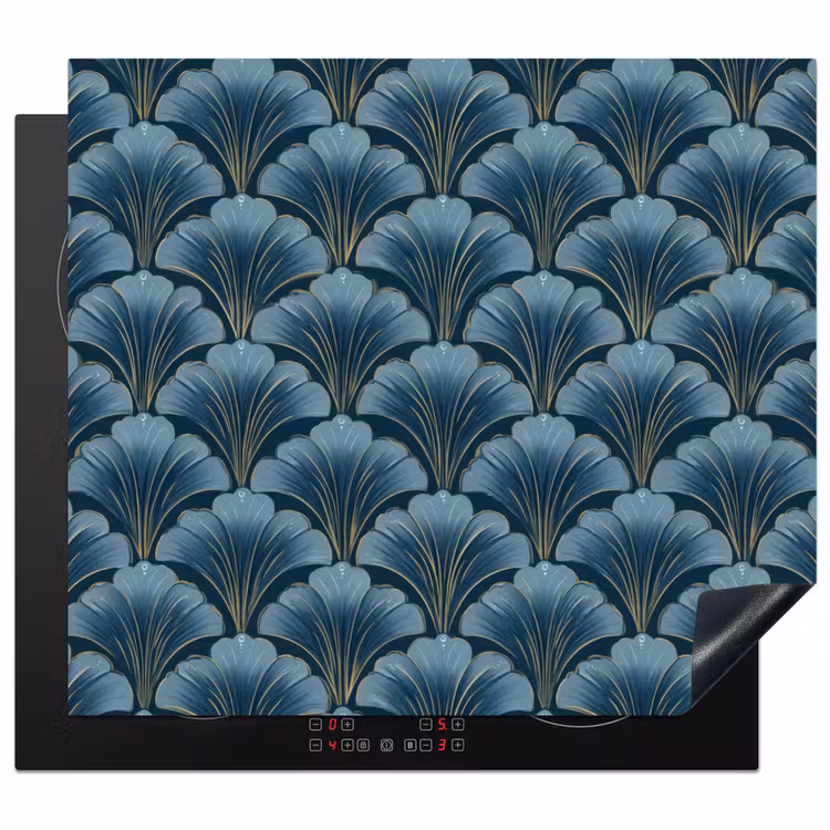 Induction hob protector - Pattern - Ginkgo leaf - Blue — 1
