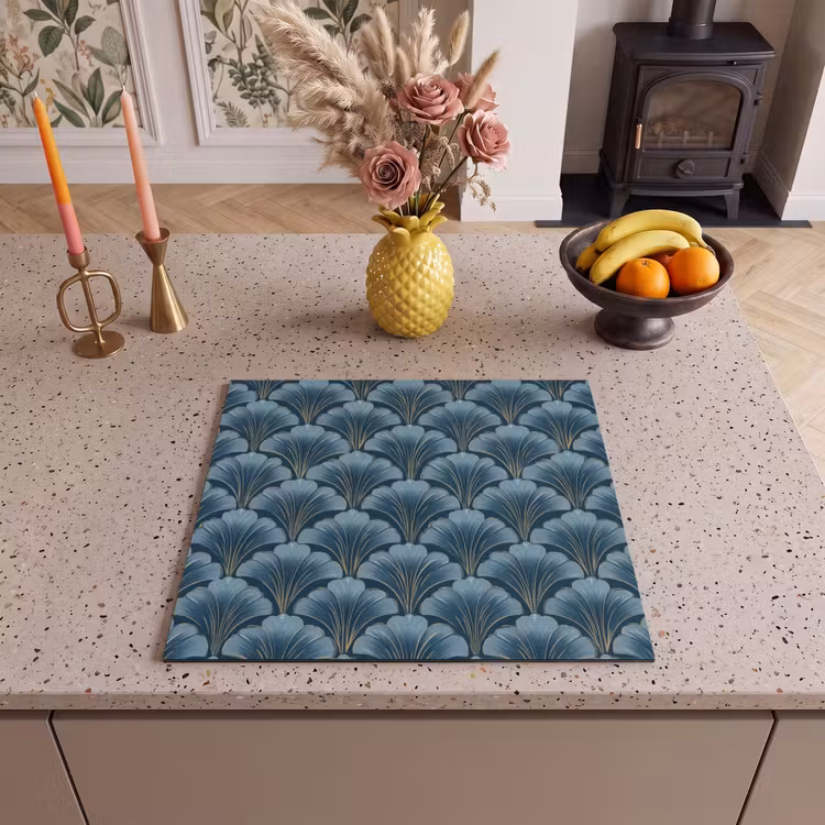 Induction hob protector - Pattern - Ginkgo leaf - Blue — 3