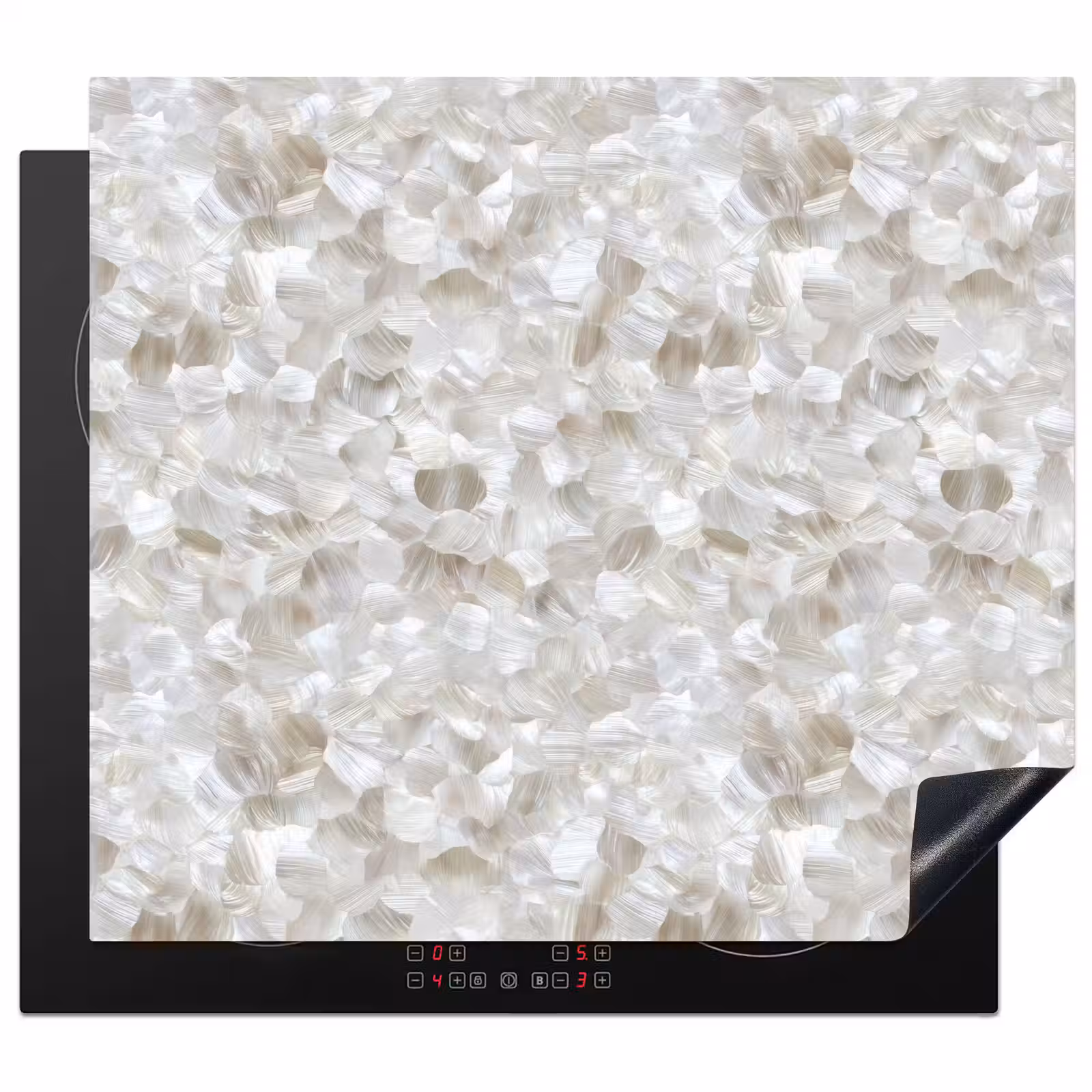Induction hob protector - White - Brush strokes - Relief effect — 1