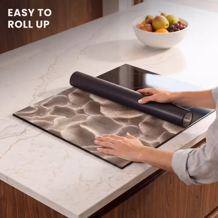 Induction hob protector - Fan shape - Beige - Fiber texture — 6