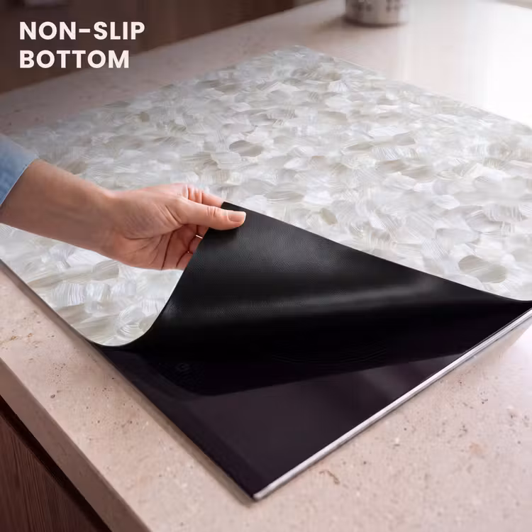 Induction hob protector - White - Brush strokes - Relief effect — 5