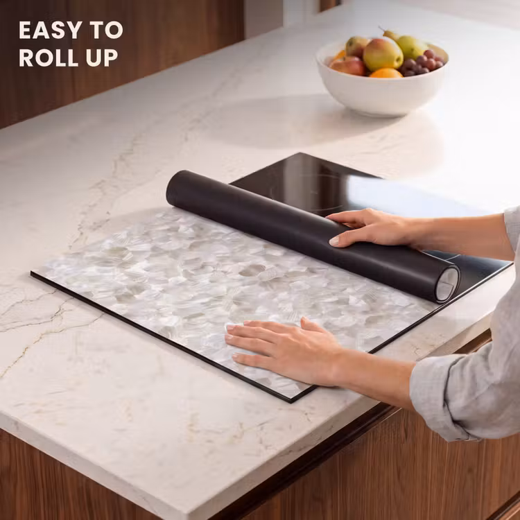 Induction hob protector - White - Brush strokes - Relief effect — 6