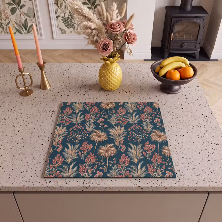 Induction hob protector - Botanical - Pattern - Blue — 3