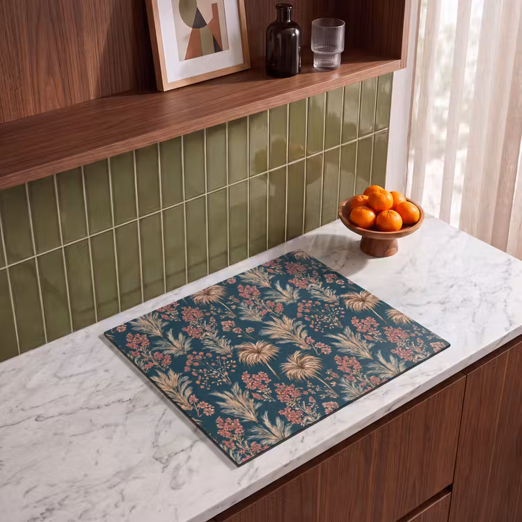 Induction hob protector - Botanical - Pattern - Blue — 4