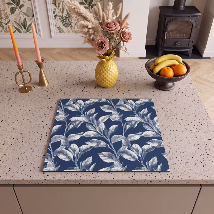 Induction hob protector - Botanical - Pattern - Blue — 3