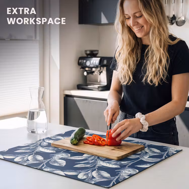 Induction hob protector - Botanical - Pattern - Blue — 7