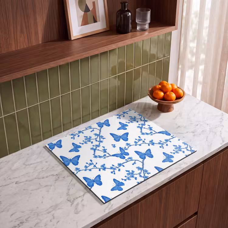 Induction hob protector - Butterfly - Flowers - Blue — 4