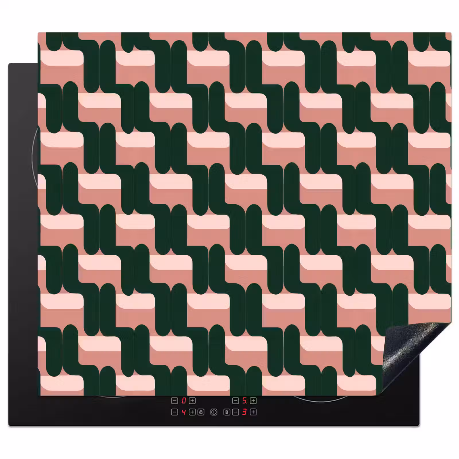 Induction hob protector - Braid pattern - Green - Pink - Geometric — 1