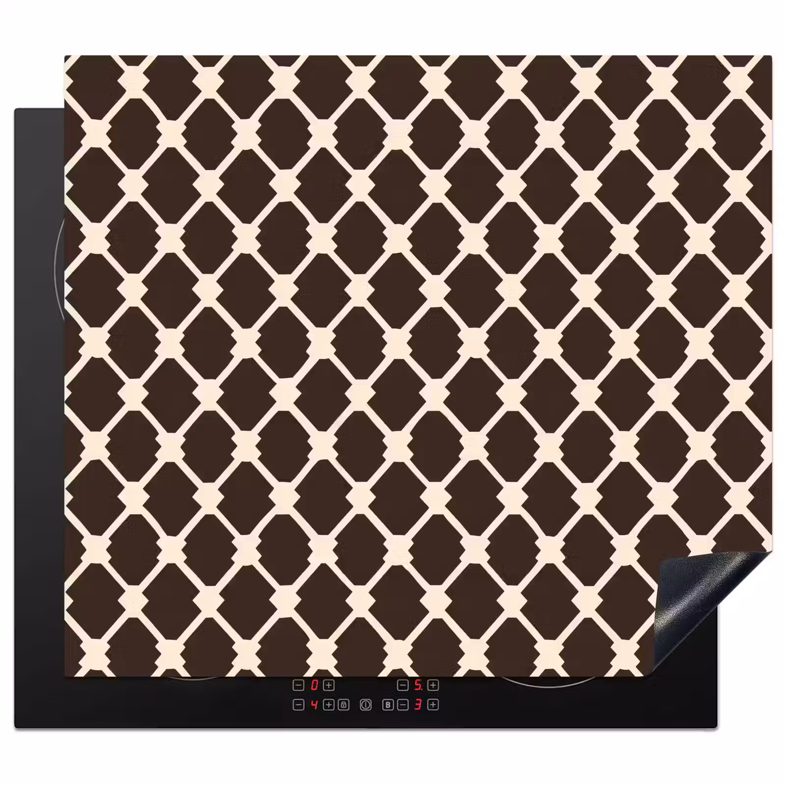 Induction hob protector - Brown - Checkered pattern - Geometric — 1