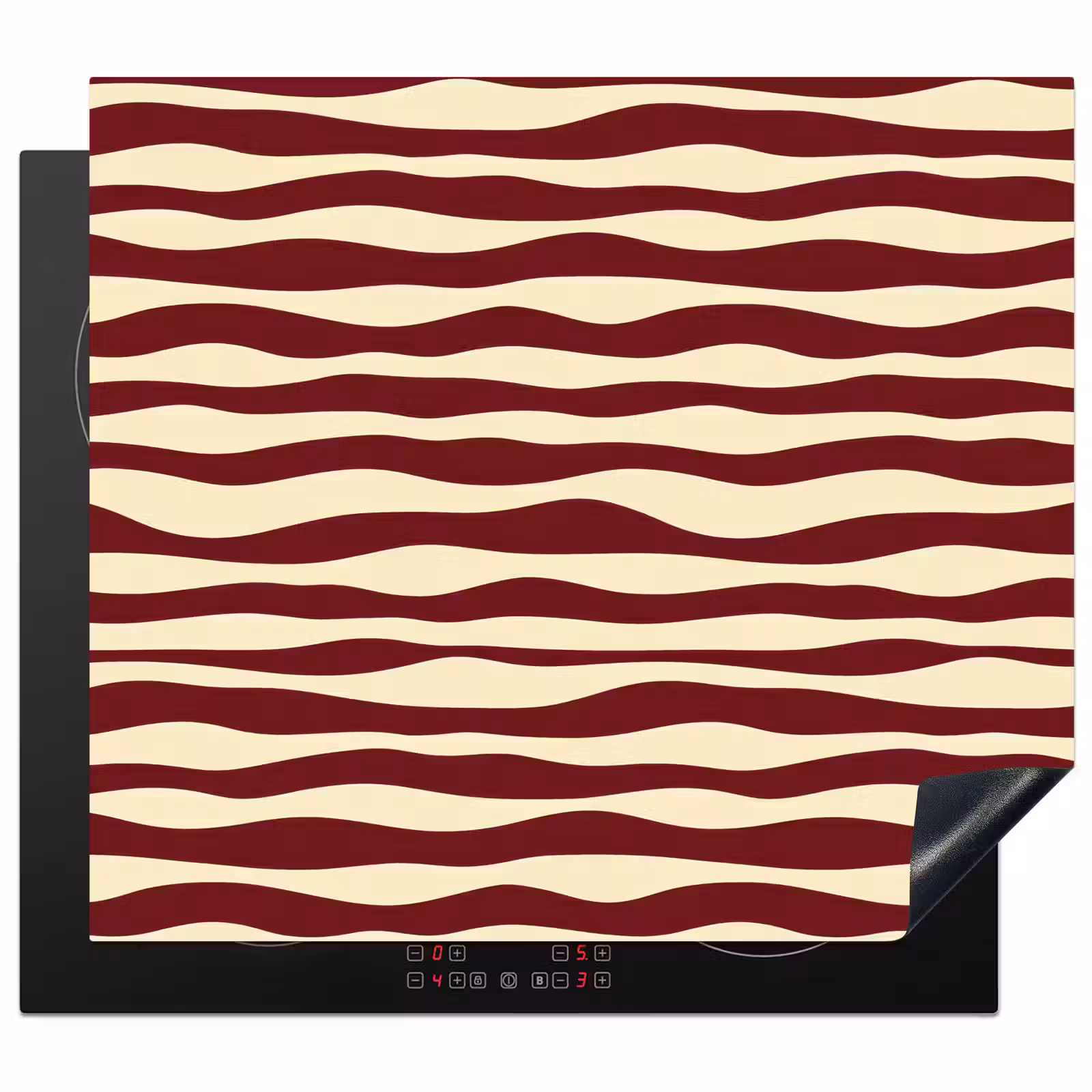 Induction hob protector - Waves - Red - Pattern - Cream — 1