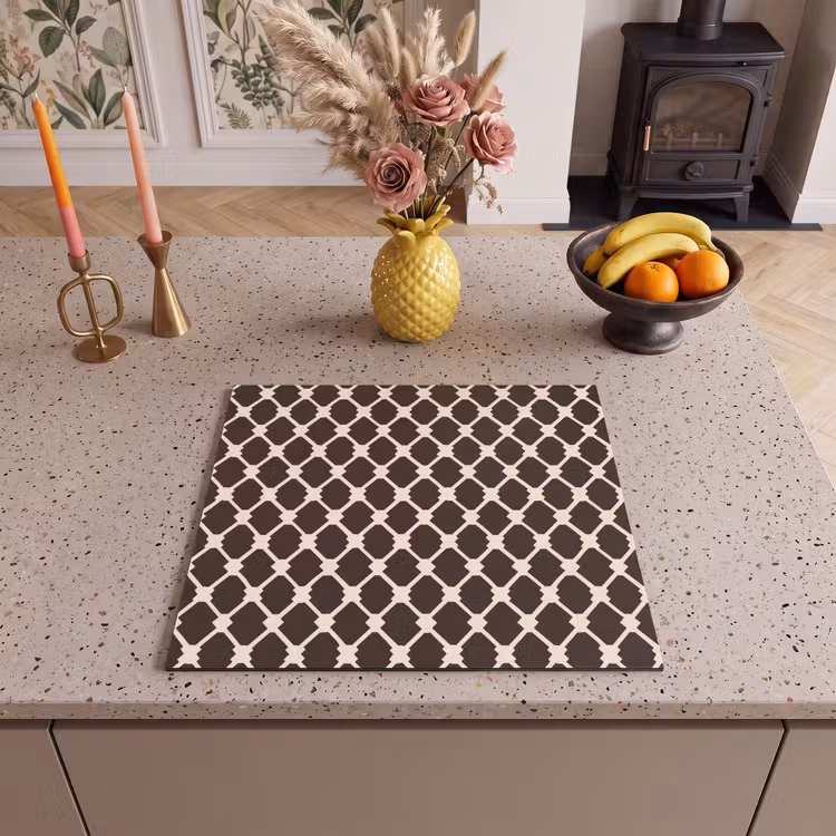 Induction hob protector - Brown - Checkered pattern - Geometric — 3