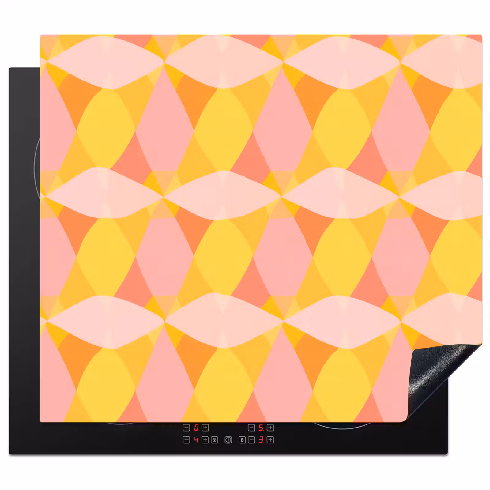 Induction hob protector - Colorful - Checkered pattern - Leaf shapes — 1