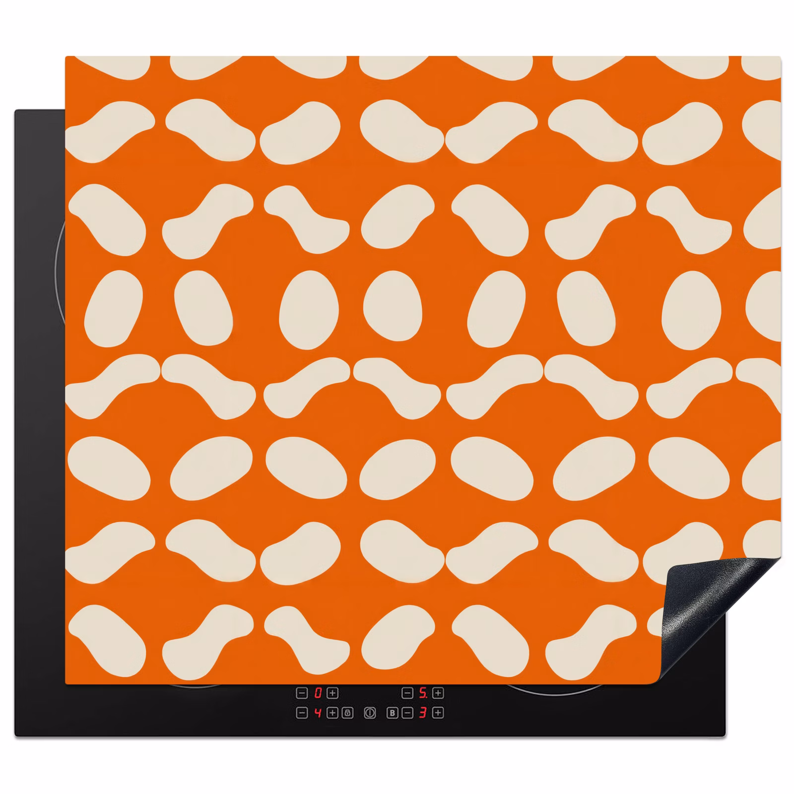 Induction hob protector - Orange - Organic shapes - White — 1