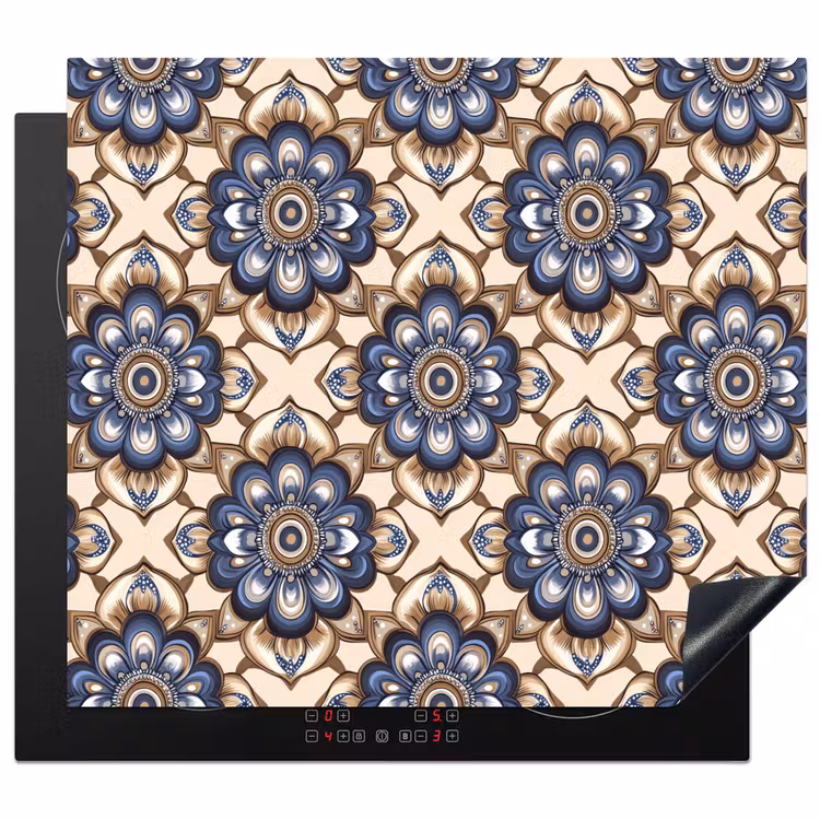 Induction hob protector - Floral - Ornament - Blue — 1