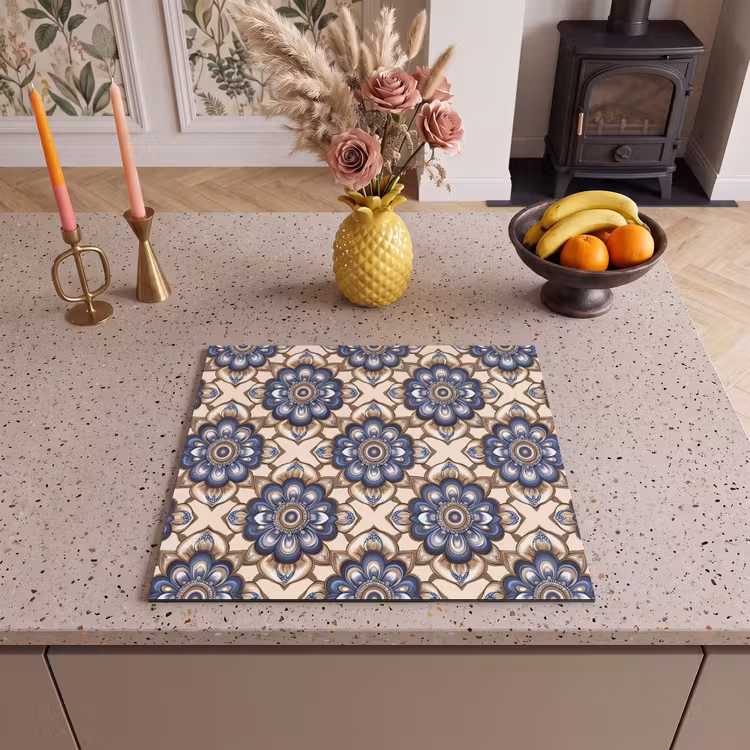 Induction hob protector - Floral - Ornament - Blue — 3