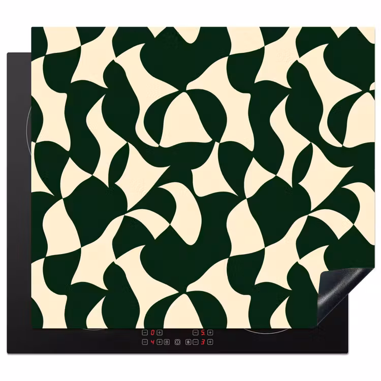 Induction hob protector - Green - Organic planes - Cream — 1