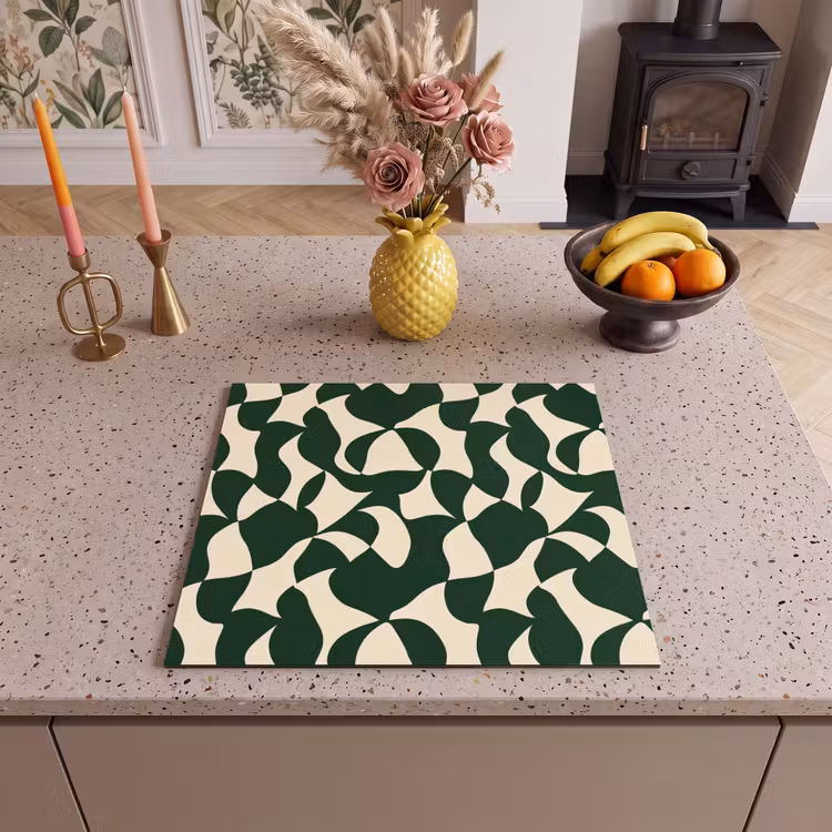 Induction hob protector - Green - Organic planes - Cream — 3