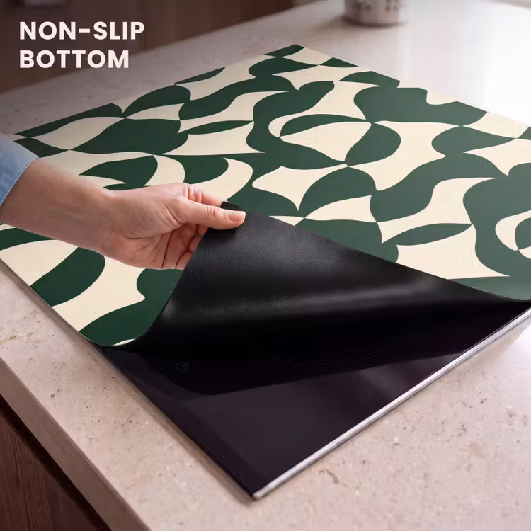 Induction hob protector - Green - Organic planes - Cream — 5
