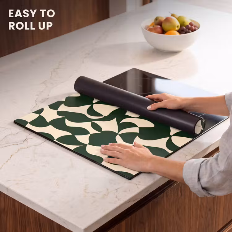 Induction hob protector - Green - Organic planes - Cream — 6
