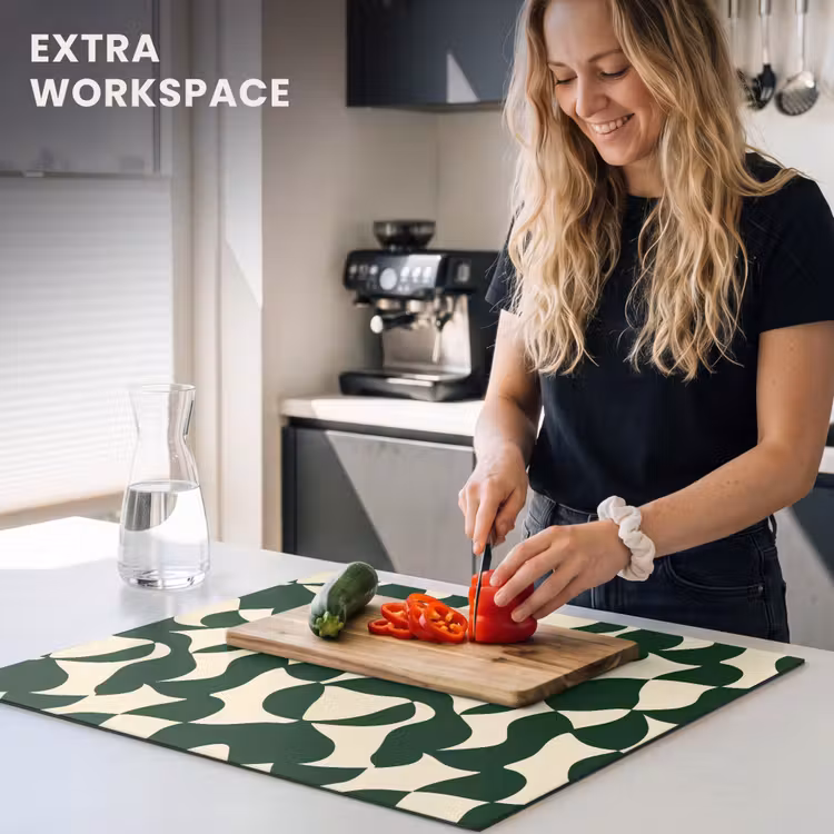 Induction hob protector - Green - Organic planes - Cream — 7