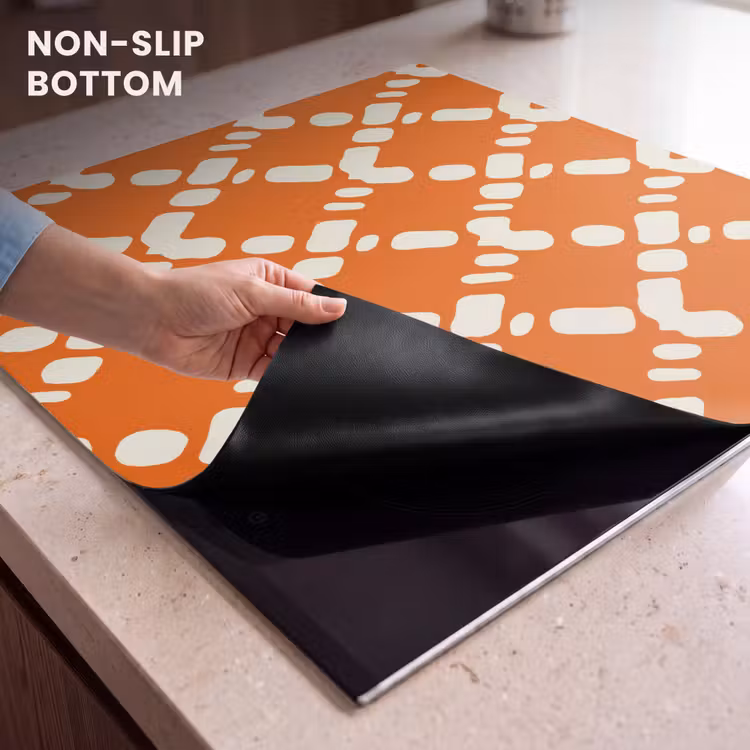 Induction hob protector - Orange - Checkered pattern - White — 5