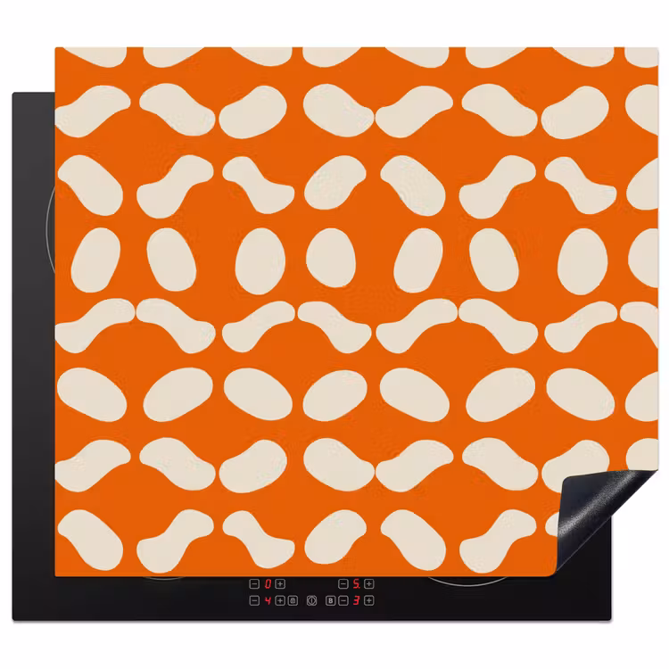 Induction hob protector - Orange - Organic shapes - White — 1