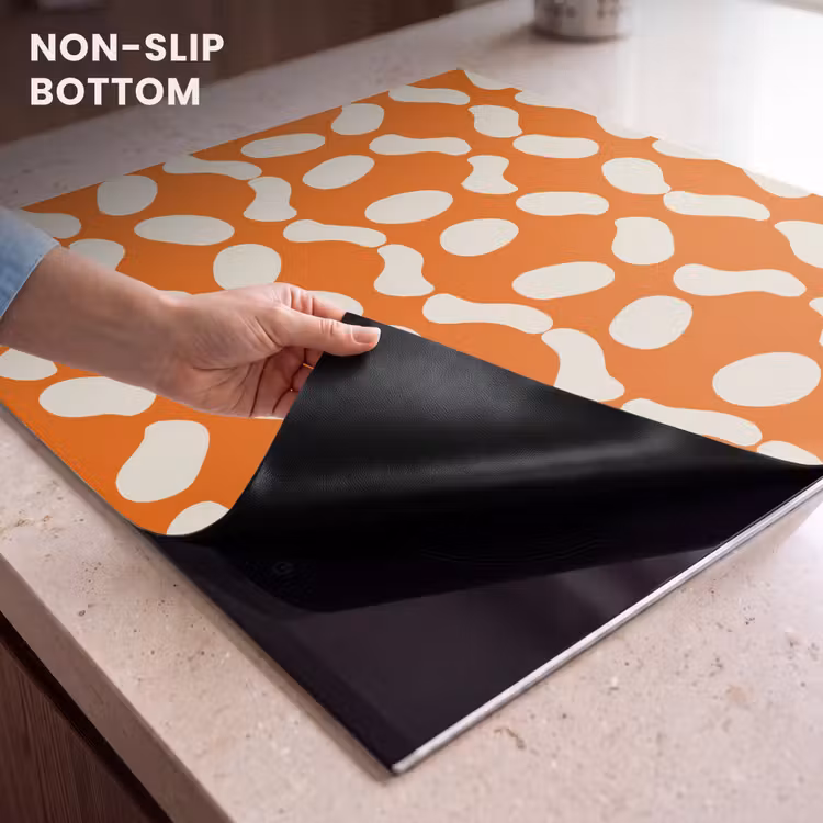 Induction hob protector - Orange - Organic shapes - White — 5