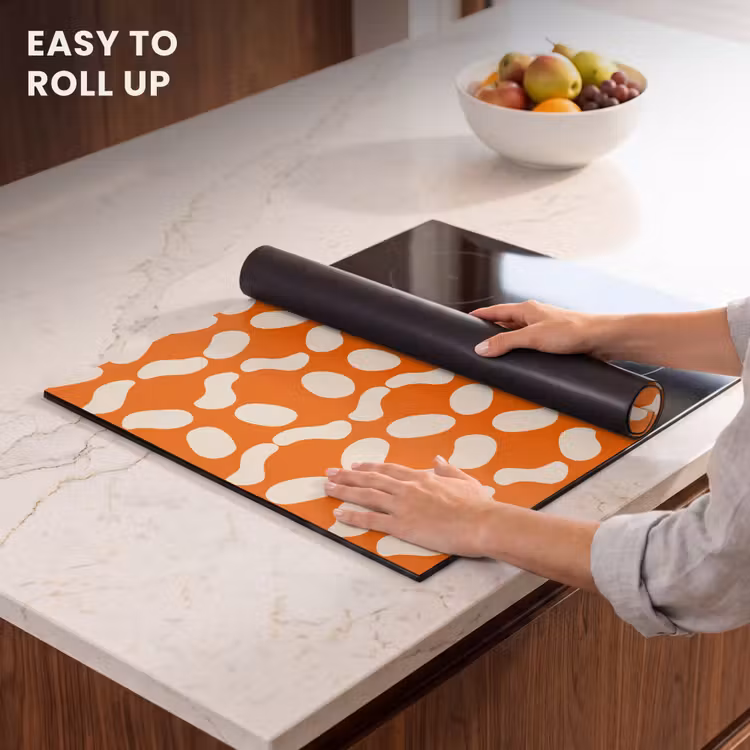 Induction hob protector - Orange - Organic shapes - White — 6