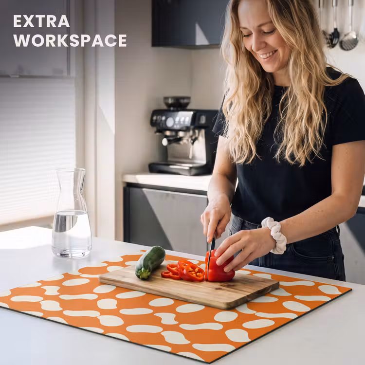 Induction hob protector - Orange - Organic shapes - White — 7