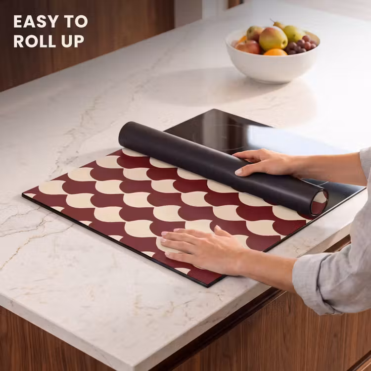 Induction hob protector - Red - Tile pattern - Cream — 6