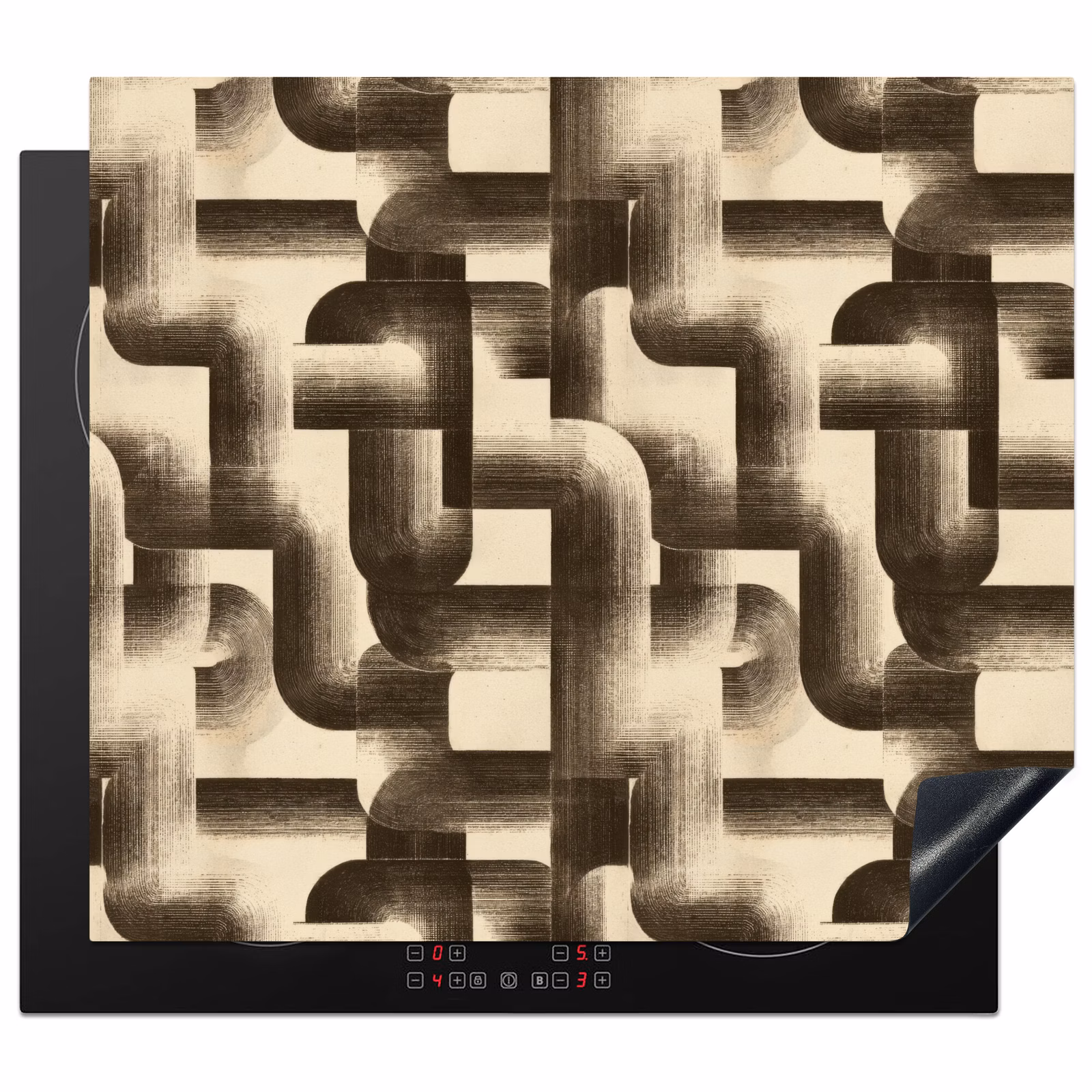 Induction hob protector - Abstract - Retro - Black — 1