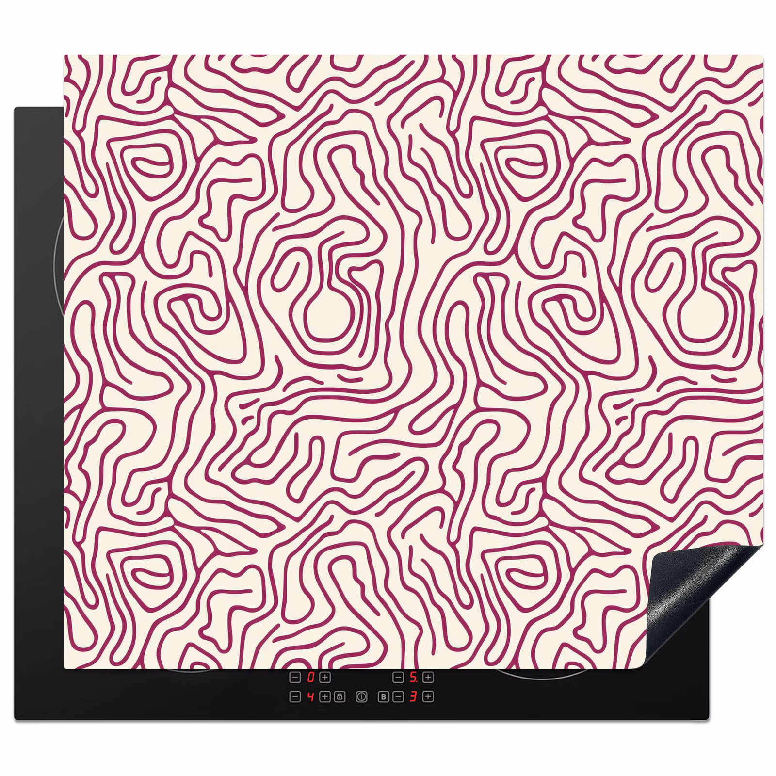 Induction hob protector - Winding line - Magenta - Cream — 1