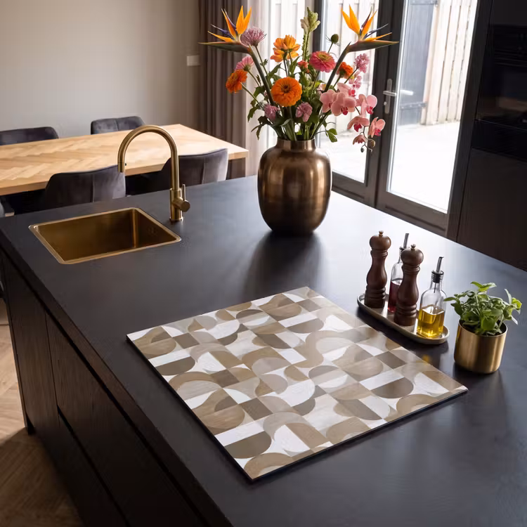 Induction hob protector - Abstract - Retro - Brown — 2