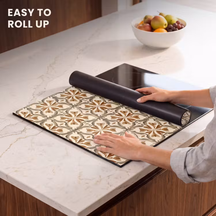 Induction hob protector - Decorative tile - Pattern - Brown — 6