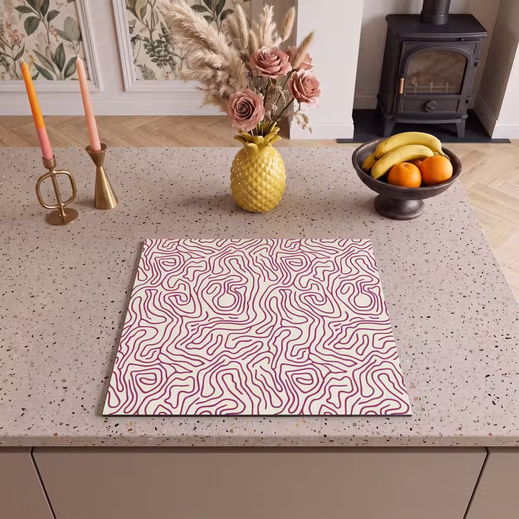 Induction hob protector - Winding line - Magenta - Cream — 3