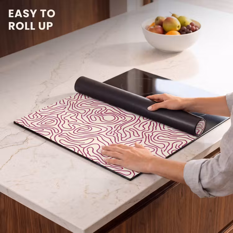 Induction hob protector - Winding line - Magenta - Cream — 6