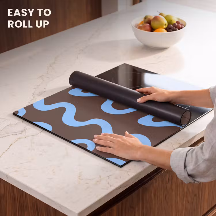 Induction hob protector - Winding lines - Blue - Brown - Minimalist — 6