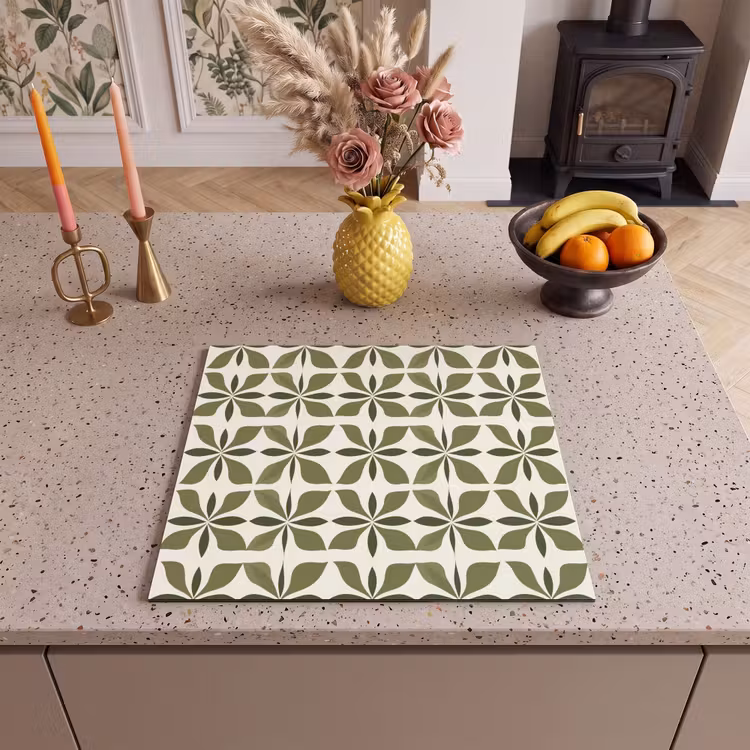 Induction hob protector - Botanical - Retro - Green — 3