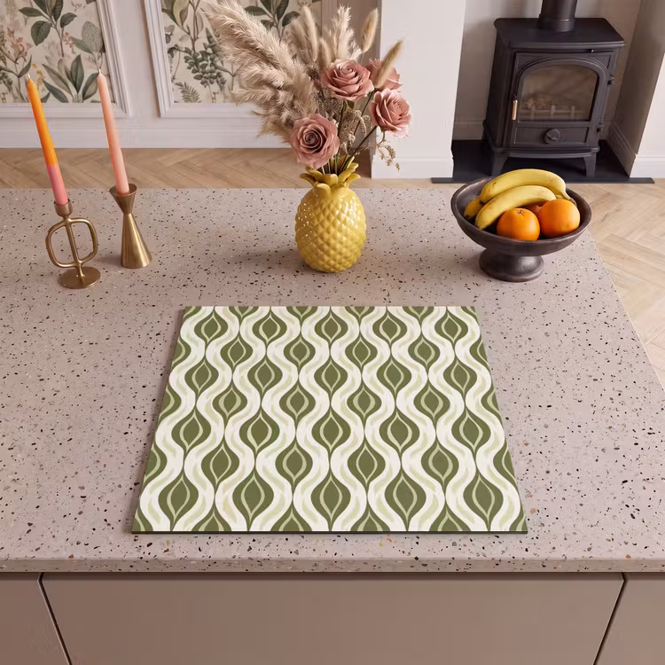Induction hob protector - Pattern - Retro - Green — 3