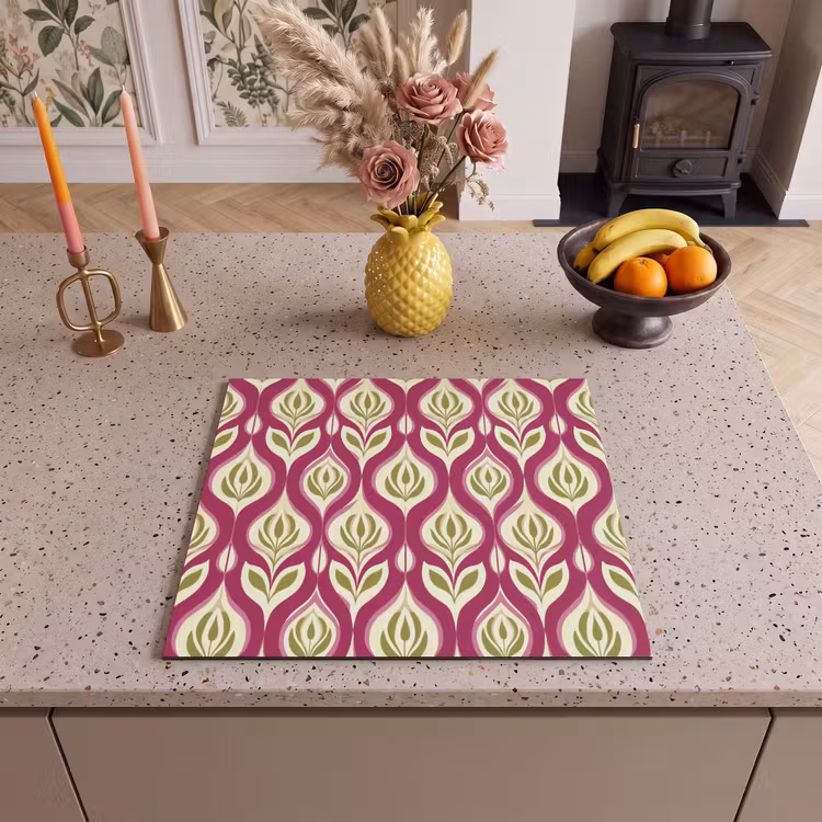 Induction hob protector - Retro - Floral - Purple — 3