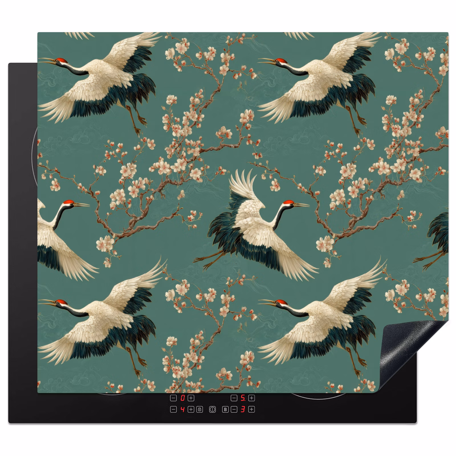 Induction hob protector - Cherry Blossom - Maternity Bird - Green — 1