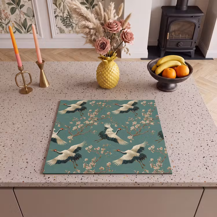 Induction hob protector - Cherry Blossom - Maternity Bird - Green — 3